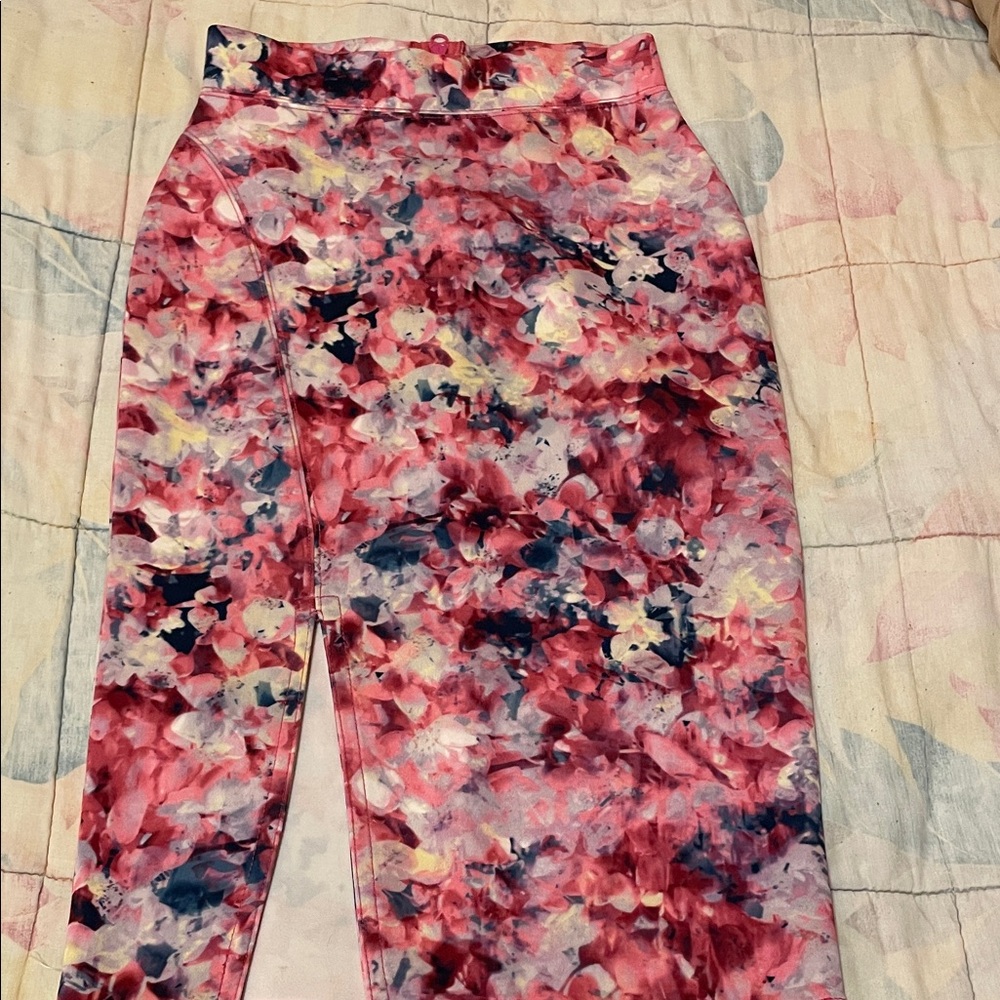 Floral Pink Navy Pencil Skirt